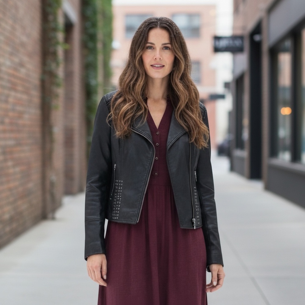 Kenneth Cole Black Leather Jacket